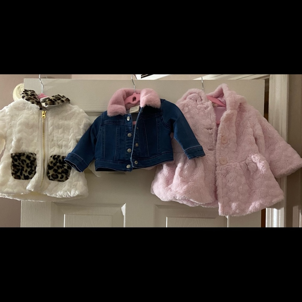Baby girl faux fur coats and denim jacket